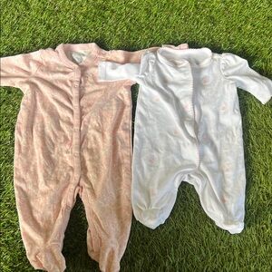 Two Polo New Born Pink and White infant One Piece Set